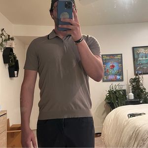 Theory Medium Tan / Brown Polo Shirt